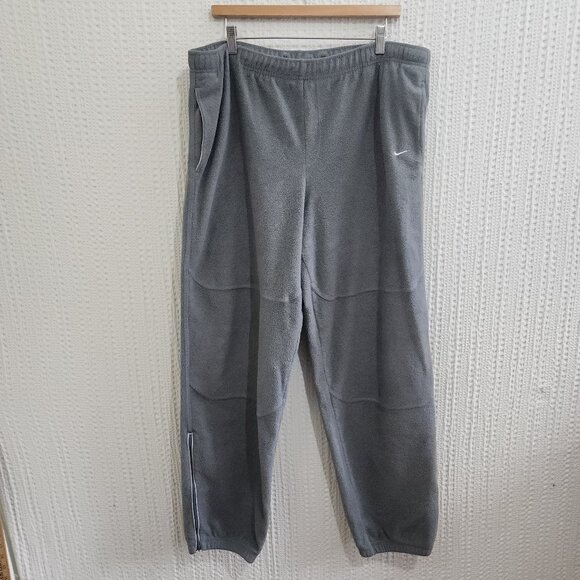 Vintage Nike Gray Fleece Sweatpants XXL Red Embroidered Logo Baggy Fit Retro - Picture 3 of 12